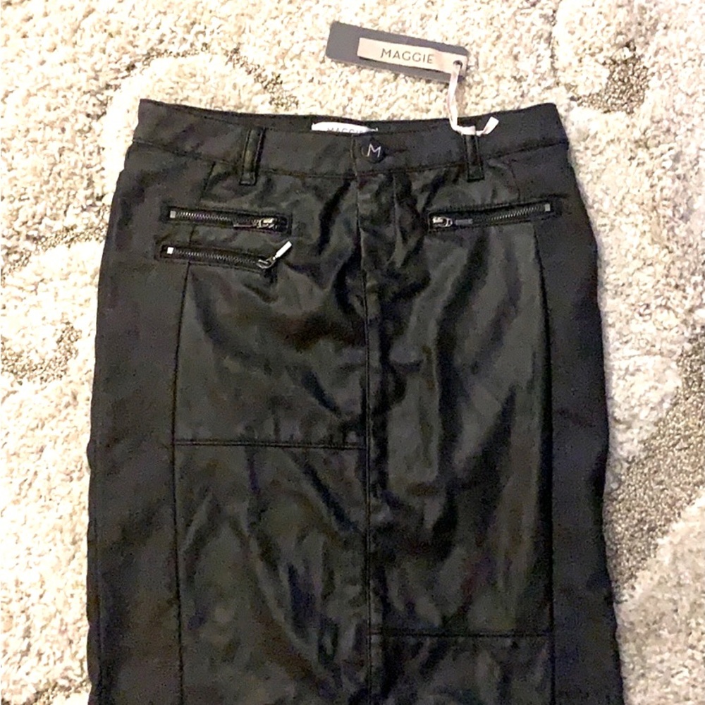 Black Leather & denim skirt